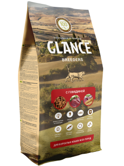 Сухой корм для кошек Glance с говядиной, 10 кг